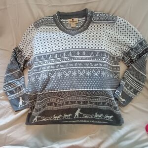 Woolrich Women's Fair Isle Nordic Sweater XL Charcoal Heather Cotton Ramie